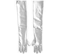 inhzoy Silver Tin Man Costume Set Funnel Hat with Heart Brooch Axe Prop Clock Gloves for Cosplay Accessory Items 1Pc Long Gloves One Size
