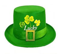 inhzoy St. Patrick's Day Green Top Hat Green Clovers Hat Shamrock Top Hats Irish Holiday Festive Wear Type A One Size