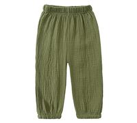 inhzoy Summer Cotton Linen Pants for Little Boys Girls Sportwear Holiday Casual Joggers Trousers for Unisex Baby Army Green 7-8 Years