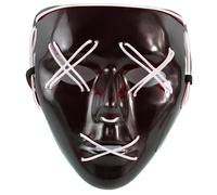 inhzoy Unisex LED Light Up Horror Mask with Multi-Mode Lighting Effects Scary Glowing Face Cover for Halloween Parties White One Size