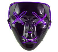 inhzoy Unisex LED Light Up Horror Mask with Multi-Mode Lighting Effects Scary Glowing Face Cover for Halloween Parties Purple One Size