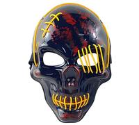 inhzoy Unisex LED Light Up Skull Mask with Multi-Color Effects Scary Glowing Face Cover for Halloween Party Headwear Yellow One Size
