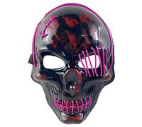 inhzoy Unisex LED Light Up Skull Mask with Multi-Color Effects Scary Glowing Face Cover for Halloween Party Headwear Purple One Size