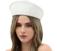 inhzoy Vintage Inspired Tudor Coronet Hood Hat with Veil Attachments Gothic Royalty Headwear for Bridal Shoots Beige One Size