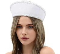 inhzoy Vintage Inspired Tudor Coronet Hood Hat with Veil Attachments Gothic Royalty Headwear for Bridal Shoots White One Size