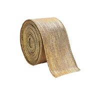 inhzoy Wired Edge Christmas Ribbon Curling Ribbon for Tree Decorating Present Wrapping Garland Making Decoration Gold-Embossed Webbing in Linen Color One Size