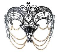 inhzoy Women Glitter Rhinestones Metallic Mask for Masquerade Venetian Costume Halloween Party Ball Prom Props Black Gold One Size
