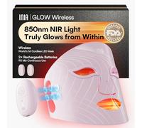 INIA Glow Wireless LED Face Mask, FDA Approved Red Light Therapy Mask with Near-Infrared Red Light (NIR), Rechargeable and Ergonomic Design for Home & Travel, Pink