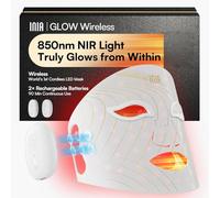 INIA Glow Wireless LED Face Mask, Red Light Therapy Mask with Near- Infrared Red Light (NIR), Rechargeable and Ergonomic Design for Home & Travel, White