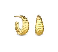 Inicio 14K Gold Plated Recycled Textured Polished Hoop Earrings Gold