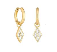Inicio 14K Real Gold Plated Recycled Dimaond Shape Cubic Zirconia Charm Earrings Gold