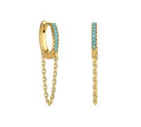Inicio 14K Real Gold Plated Recycled Turquoise Chain Hoop Earrings - Gift Pouch Gold
