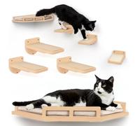 Cat Wall Shelves w/Corner Cat Shelf and 3 Steps, Easy Install Wall Climbing for Cats, Modern and Durable Shelves for Cats, Suitable for Small and Medium Size up to 22lbs