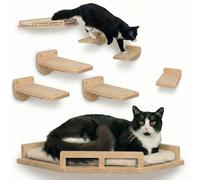 Cat Wall Shelves w/Corner Cat Shelf and 3 Steps, Easy Install Wall Climbing for Cats, Modern and Durable Shelves for Cats, Suitable for Small and Medium Size up to 22lbs