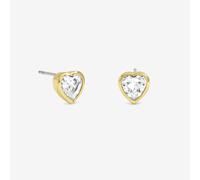 Inicio Gold Plated and Crystal bezel Heart Stud Earrings