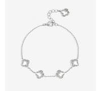 Inicio Silver Plated Crystal Clover Bracelet In Gift Pouch