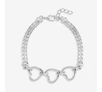 Inicio Women's Sterling Silver Plated Interlink Heart Bracelet - Gift Pouch Inicio Silver One Size