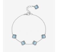 Inicio Silver Plated Light Sapphire Clover Bracelet