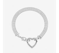 Inicio Women's Sterling Silver Plated Mesh Heart Clasp Bracelet - Gift Pouch Inicio Silver One Size