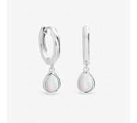 Inicio Women's Sterling Silver Plated Opal Peardrop Charm Hoops Inicio Silver One Size