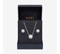 Inicio Silver Plated Pearl Halo Jewellery Set