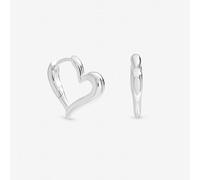 Inicio Women's Sterling Silver Plated Polished Heart Hoop Earrings Inicio Silver One Size