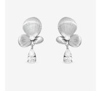Inicio Silver Plated Satin Floral Drop Earrings