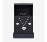 Inicio Silver Plated Satin Heart Jewellery Set