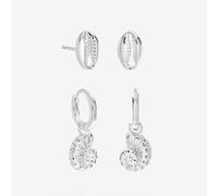 Inicio Women's Sterling Silver Plated Shell Earrings - Pack of 2 Inicio Silver One Size
