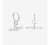 Inicio Women's Sterling Silver Plated Polished T-Bar Hoop Earrings Inicio Silver One Size