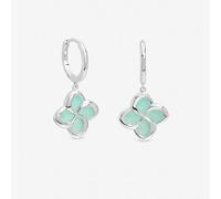 Inicio Silver Plated Turquoise Clover Huggie Hoops Earrings
