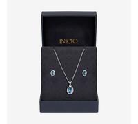 Inicio Women's Sterling Silver Blue Topaz Oval Bezel Set - Gift Box Inicio Silver One Size