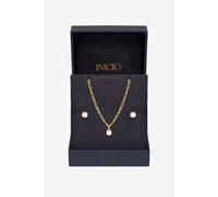 Inicio Women's 14K Gold Plated Opal Stone Pendant Set - Gift Box Inicio Gold One Size