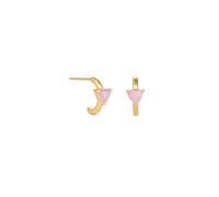 Inicio Women's 14K Real Gold Plated Rose Quartz Hoop Earrings Inicio Gold One Size