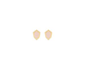 Inicio Women's 14K Real Gold Plated Rose Quartz Stud Earrings - Gift Pouch Inicio Gold One Size