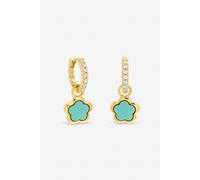 Inicio Women's Gold Plated & Blue Flower Earrings - Gift Pouch Inicio Gold One Size