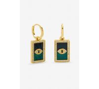 Inicio Gold Plated Green Evil Eye Charm Huggie Earrings - One Size Gold