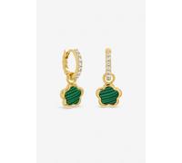 Inicio Women's Gold Plated & Malachite Flower Earrings - Gift Pouch Inicio Gold One Size