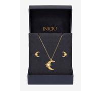 Inicio Gold Plated Opal Moon Pendant & Earrings Gift Set