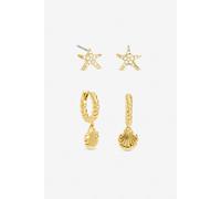 Inicio Women's Gold Plated Shell Hoop & Stud Earrings - Pack Of 2 - Gift Pouch Inicio Gold One Size