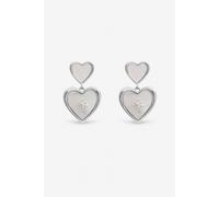Inicio Women's Sterling Silver Mother of Pearl Celestial Heart Drop Earrings Inicio Silver One Size