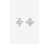 Inicio Women's Sterling Silver Mother of Pearl Clover Stud Earrings Inicio Silver One Size