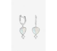 Inicio Sterling Silver Plated Opal Heart Charm Earrings One Size Silver