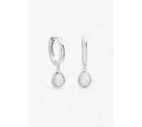 Inicio Women's Sterling Silver Opal Peardrop Charm Hoops Inicio Silver One Size