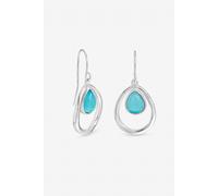 Inicio Sterling Silver Plated Blue Cats Eye Oval Earrings One Size Silver