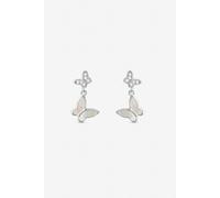Inicio Women's Sterling Silver Plated Butterfly Double Drop Earrings Inicio Silver One Size