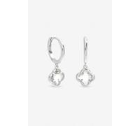 Inicio Women's Sterling Silver Plated Crystal Clover Charm Huggie Hoops Inicio Silver One Size