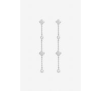 Inicio Women's Sterling Silver Plated Crystal Clover Fine Long Drop Earrings Inicio Silver One Size