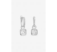 Inicio Sterling Silver Plated Pave Hoops - Gift Pouch One Size Silver