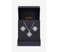 Inicio Women's Sterling Silver Plated Diamond Cut Clover Set - Gift Box Inicio Silver One Size